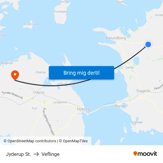 Jyderup St. to Veflinge map