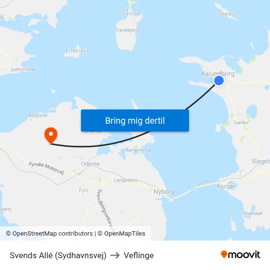 Svends Allé (Sydhavnsvej) to Veflinge map