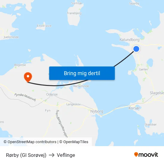Rørby (Gl Sorøvej) to Veflinge map