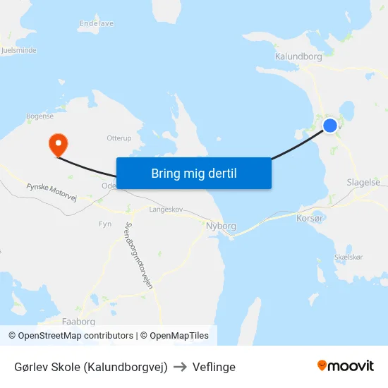 Gørlev Skole (Kalundborgvej) to Veflinge map