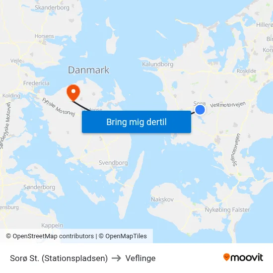 Sorø St. (Stationspladsen) to Veflinge map