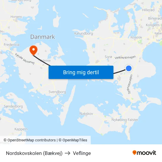 Nordskovskolen (Bækvej) to Veflinge map