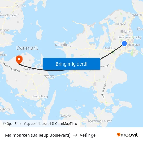Malmparken (Ballerup Boulevard) to Veflinge map