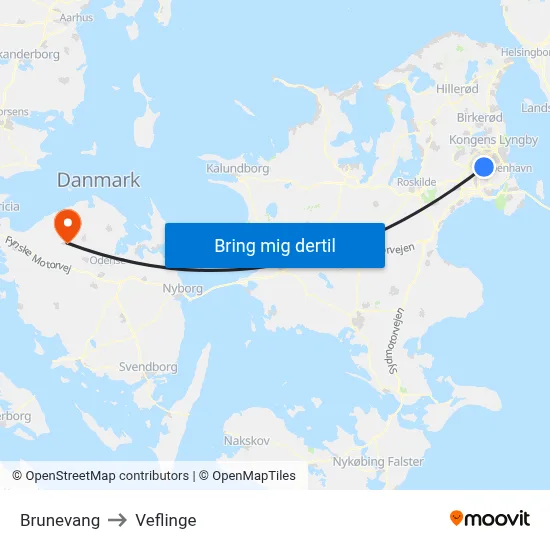 Brunevang to Veflinge map