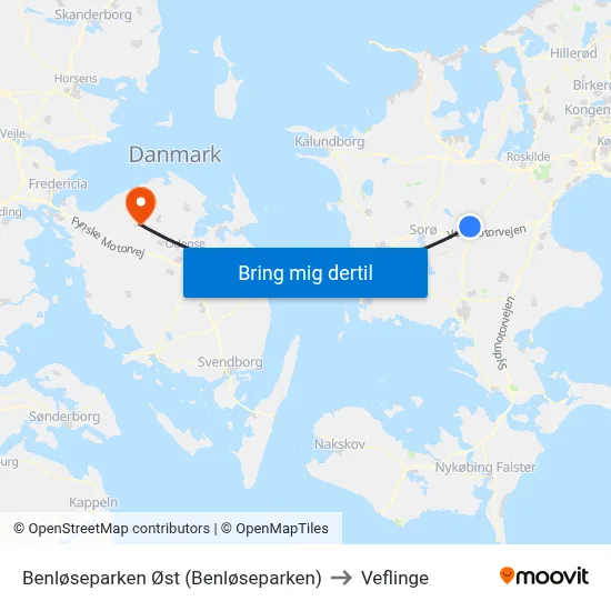 Benløseparken Øst (Benløseparken) to Veflinge map