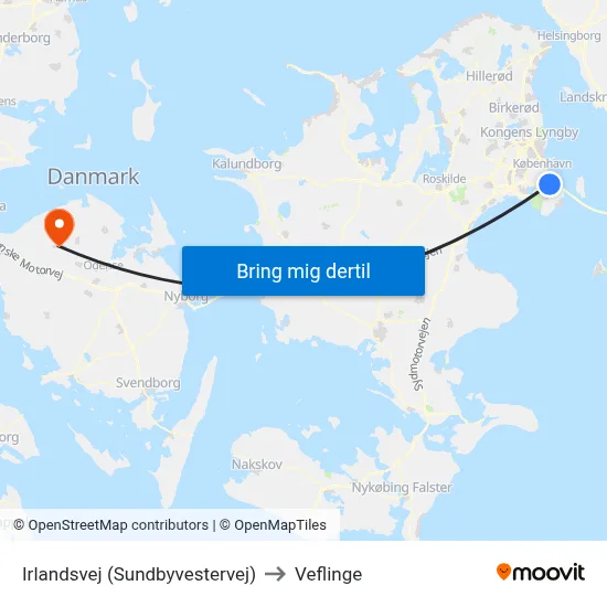 Irlandsvej (Sundbyvestervej) to Veflinge map