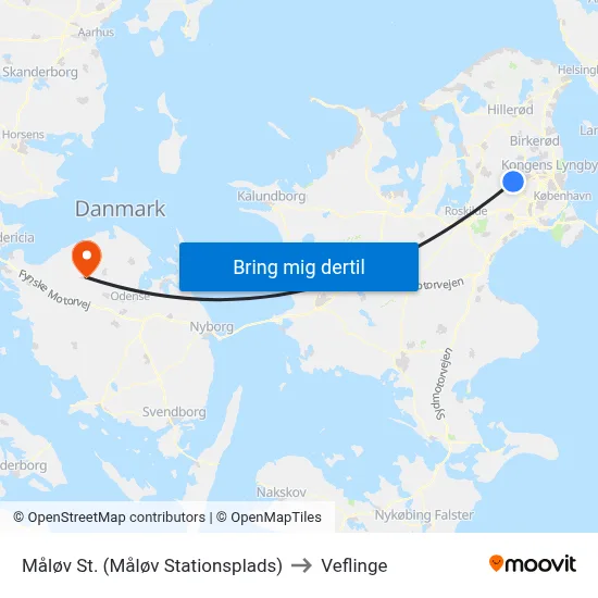 Måløv St. (Måløv Stationsplads) to Veflinge map