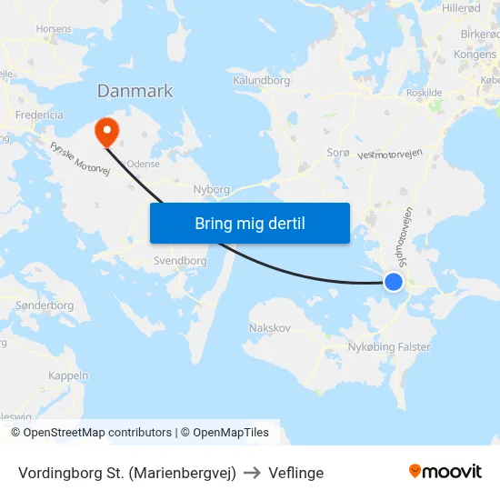 Vordingborg St. (Marienbergvej) to Veflinge map