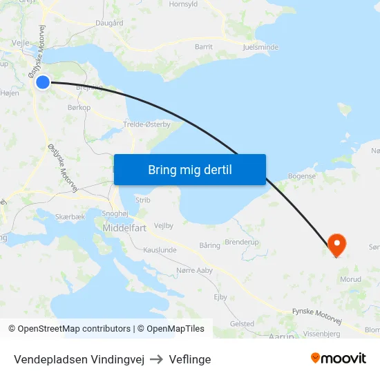 Vendepladsen Vindingvej to Veflinge map