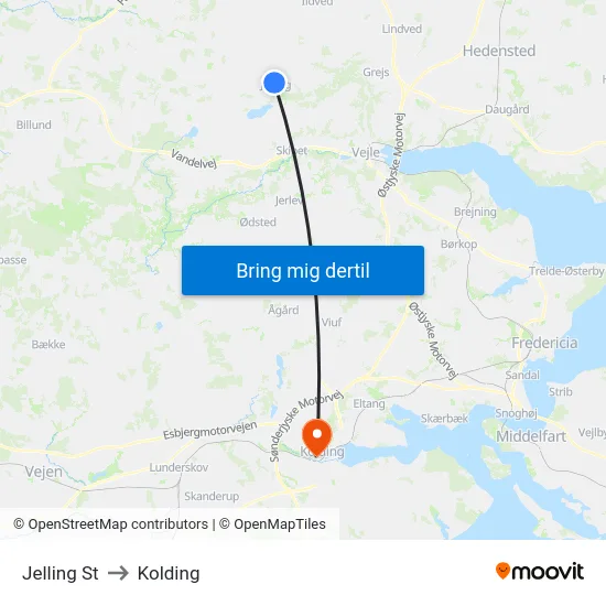 Jelling St to Kolding map