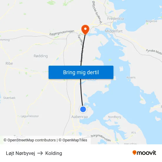 Løjt Nørbyvej to Kolding map