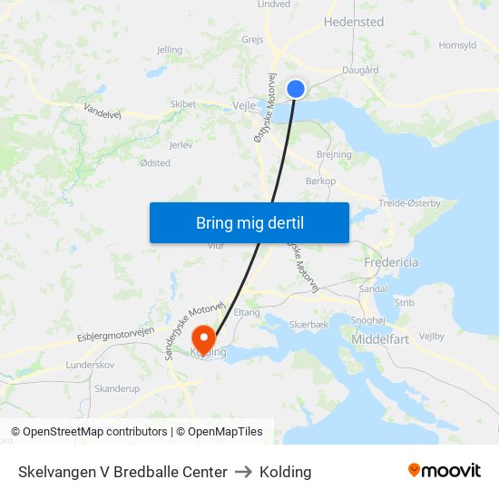 Skelvangen V Bredballe Center to Kolding map