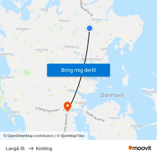 Langå St. to Kolding map