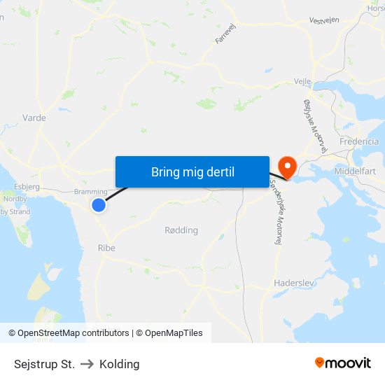 Sejstrup St. to Kolding map