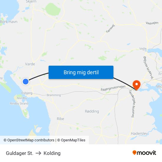 Guldager St. to Kolding map