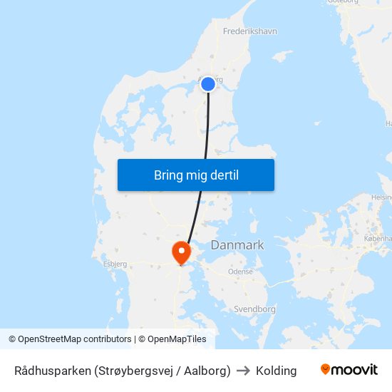 Rådhusparken (Strøybergsvej / Aalborg) to Kolding map