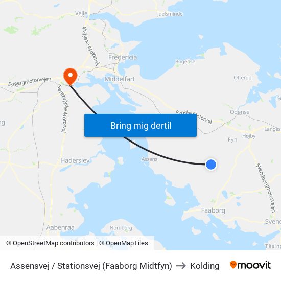 Assensvej / Stationsvej (Faaborg Midtfyn) to Kolding map