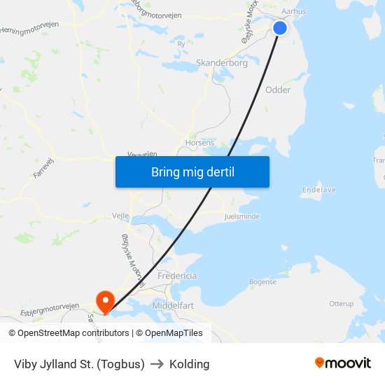 Viby Jylland St. (Togbus) to Kolding map