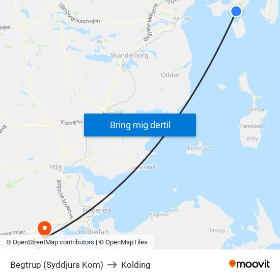 Begtrup (Syddjurs Kom) to Kolding map