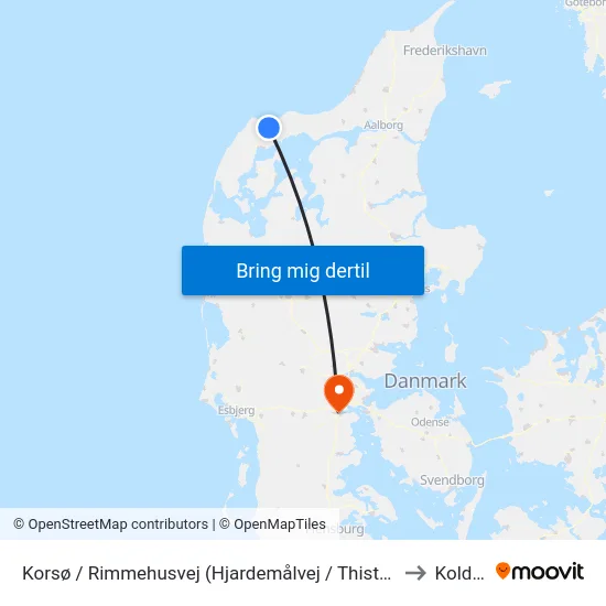 Korsø / Rimmehusvej (Hjardemålvej / Thisted Komm.) to Kolding map