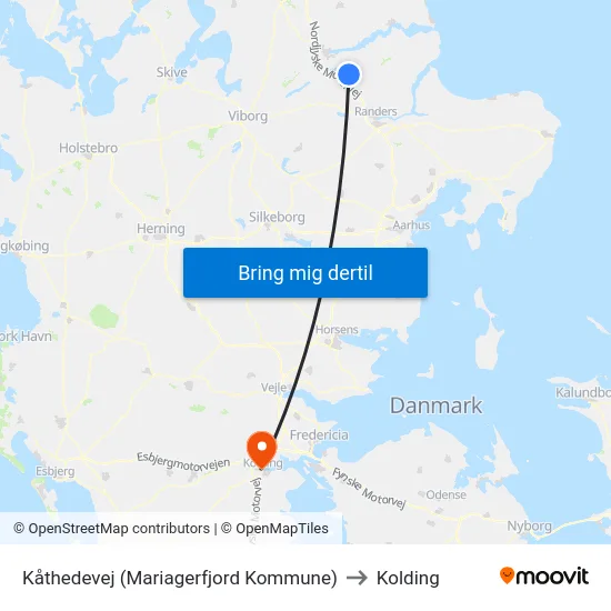 Kåthedevej (Mariagerfjord Kommune) to Kolding map