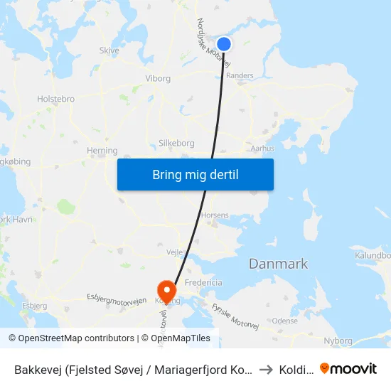 Bakkevej (Fjelsted Søvej / Mariagerfjord Kommune) to Kolding map