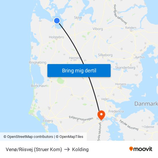 Venø/Riisvej (Struer Kom) to Kolding map