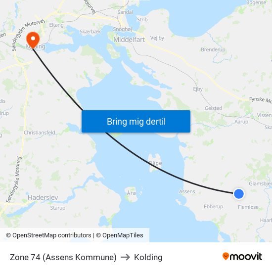 Zone 74 (Assens Kommune) to Kolding map