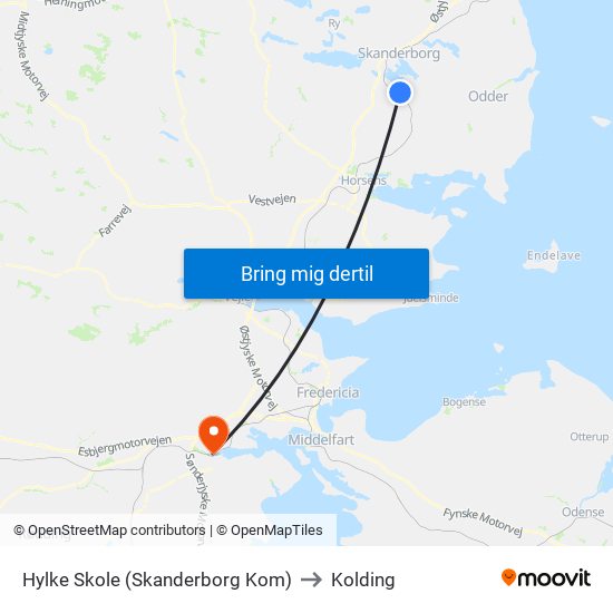 Hylke Skole (Skanderborg Kom) to Kolding map