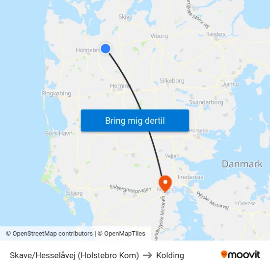Skave/Hesselåvej (Holstebro Kom) to Kolding map