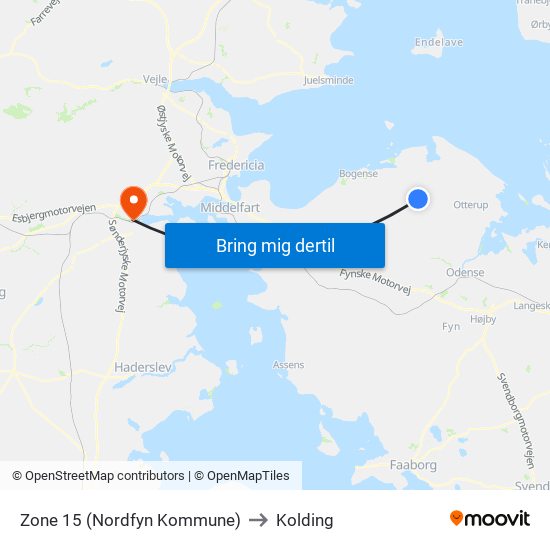 Zone 15 (Nordfyn Kommune) to Kolding map