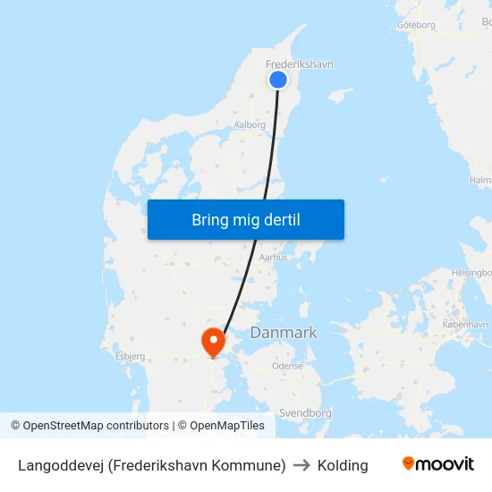 Langoddevej (Frederikshavn Kommune) to Kolding map