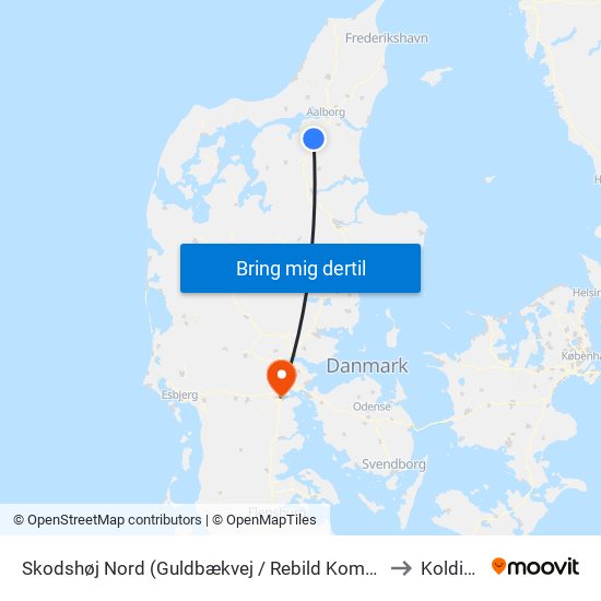 Skodshøj Nord (Guldbækvej / Rebild Komm.) to Kolding map