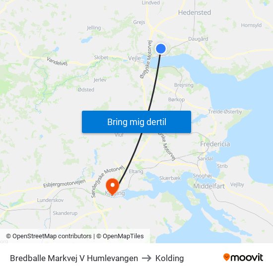 Bredballe Markvej V Humlevangen to Kolding map