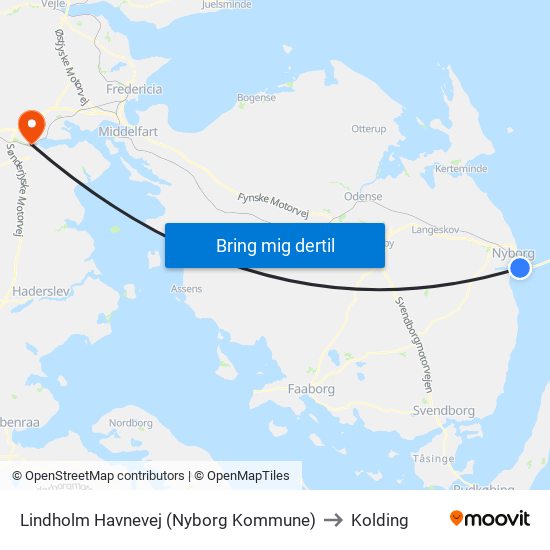 Lindholm Havnevej (Nyborg Kommune) to Kolding map