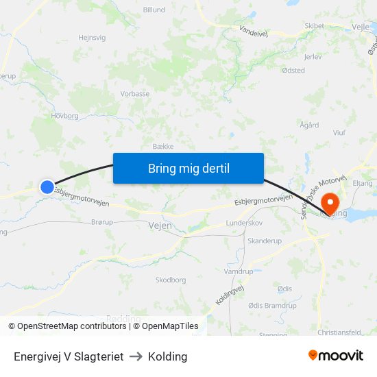 Energivej V Slagteriet to Kolding map