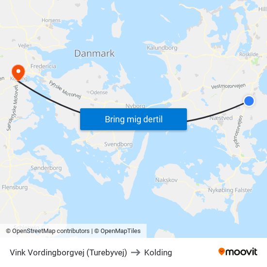 Vink Vordingborgvej (Turebyvej) to Kolding map