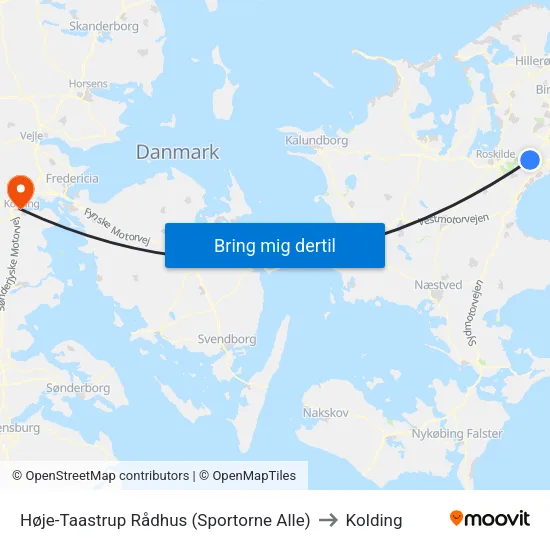 Høje-Taastrup Rådhus (Sportorne Alle) to Kolding map