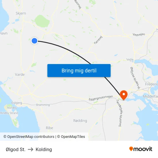 Ølgod St. to Kolding map