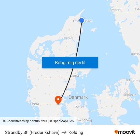 Strandby St. (Frederikshavn) to Kolding map