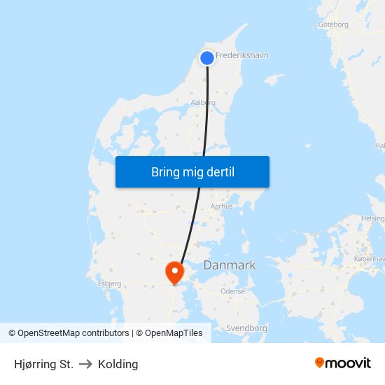 Hjørring St. to Kolding map