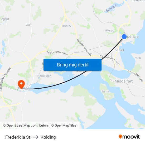 Fredericia St. to Kolding map