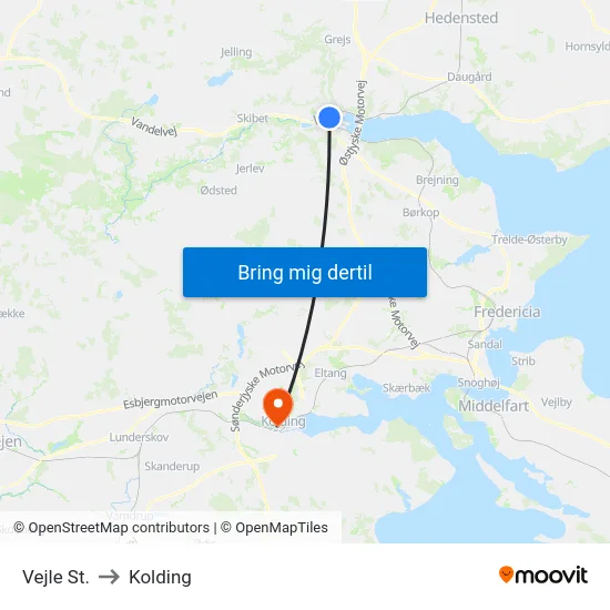 Vejle St. to Kolding map