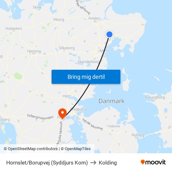 Hornslet/Borupvej (Syddjurs Kom) to Kolding map