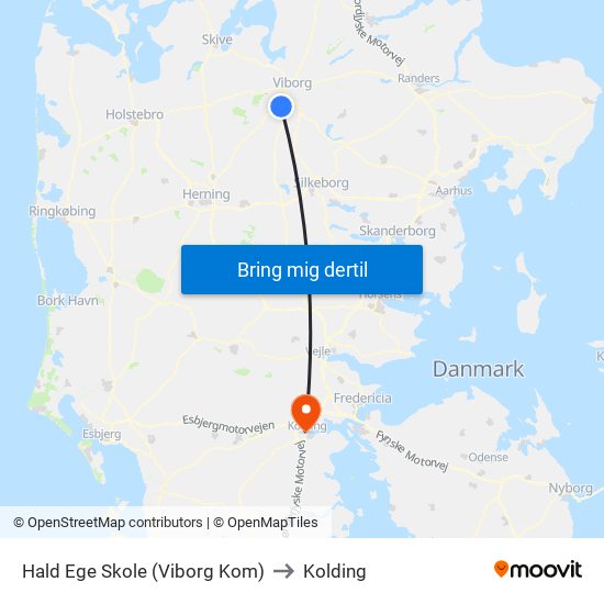 Hald Ege Skole (Viborg Kom) to Kolding map