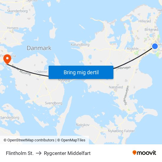 Flintholm St. to Rygcenter Middelfart map