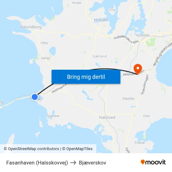 Fasanhaven (Halsskovvej) to Bjæverskov map