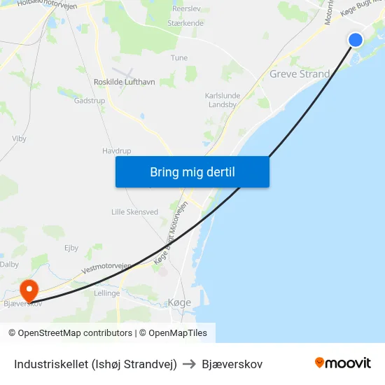 Industriskellet (Ishøj Strandvej) to Bjæverskov map