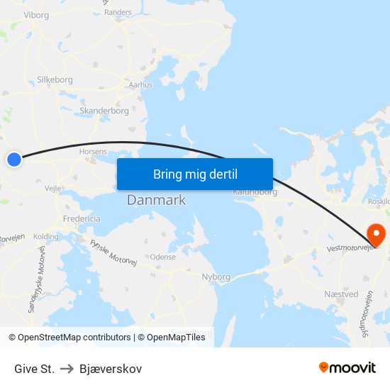 Give St. to Bjæverskov map