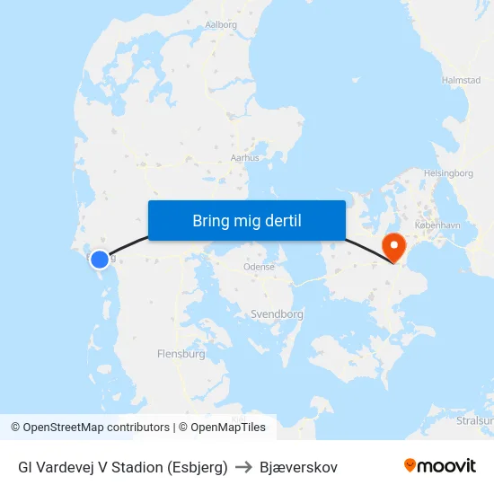 Gl Vardevej V Stadion (Esbjerg) to Bjæverskov map